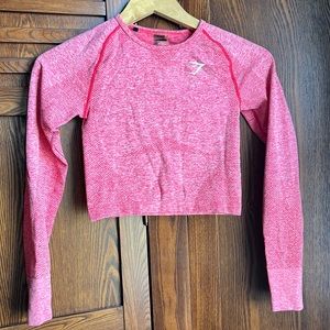 Gymshark Vital Seamless Crop Top Womens S Heather Pink Long Sleeve